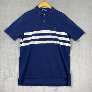 Vtg Polo by Ralph Lauren Mens XL Blue Yellow Pony Preppy 100% Cotton Nautical